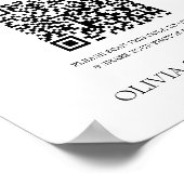 Modern wit | Huwelijksfoto Delen QR Code Sign Poster (Hoek)