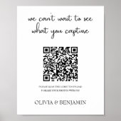 Modern wit | Huwelijksfoto Delen QR Code Sign Poster (Voorkant)