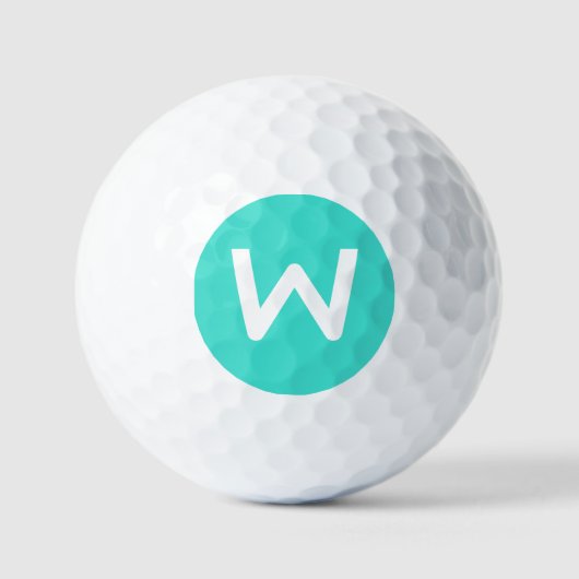 Modern wit Initiaal Letter | Turquoise blauw Golfballen (Voorkant)