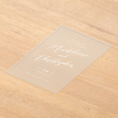 Modern wit kalligrafie script Clear Wedding Acryl Uitnodigingen (Laagn)