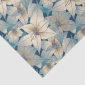 Modern wit kerstblauw patroon in Poinsettia Tissuepapier (Detail)