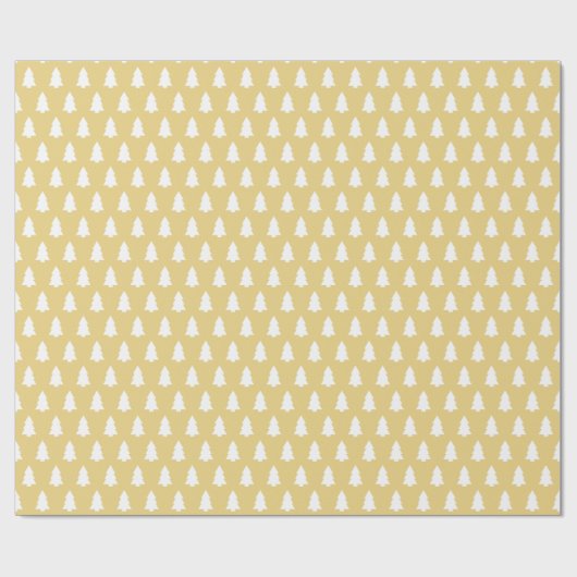 Modern wit kerstboompatroon op geel cadeaupapier (Vlak)