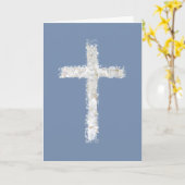 Modern wit kruis op blauwe achtergrond religieus kaart (Gele Bloem)