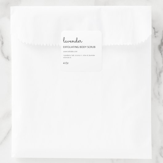 Modern wit lavendel scrub label (Tas)