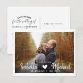Modern wit lijst hart FOTO SAVE THE DATE Aankondigingskaart (Voorkant / Achterkant)