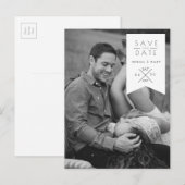 Modern wit lint | De datumfoto opslaan Aankondigingskaart (Voorkant / Achterkant)