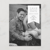 Modern wit lint | De datumfoto opslaan Aankondigingskaart (Voorkant)