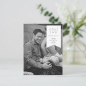 Modern wit lint | De datumfoto opslaan Aankondigingskaart (Staand voorkant)