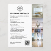 Modern Wit Logo Schoonmaakbedrijven Foto QR Flyer (Voorkant)