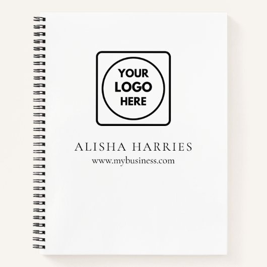 Modern wit logo zakelijk merk notebook notitieboek (Voorkant)