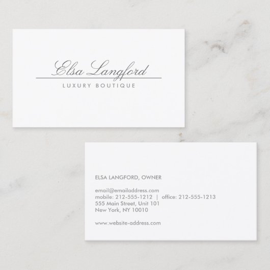 MODERN WIT LUXE BOUTIQUE VISITEKAARTJE (Voorkant / Achterkant)
