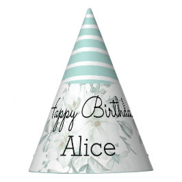 Modern wit magnolia groen verjaardagsfeestje Pet Feesthoedjes