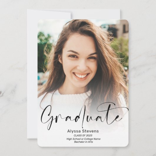 Modern wit manuscript 2 foto's afstuderen aankondiging (Voorkant)