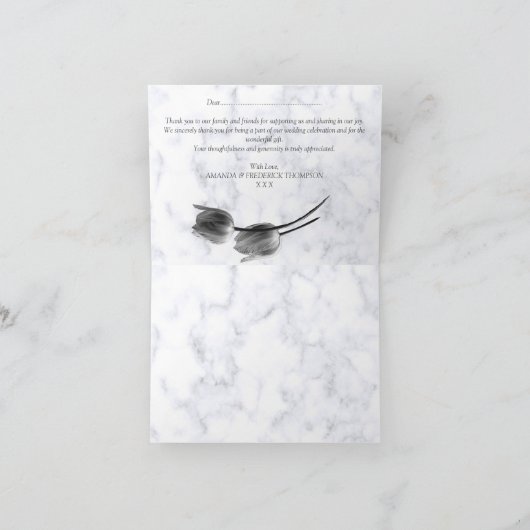 Modern wit - Marble Black Abstract Dank je Bedankkaart (Binnen)