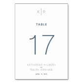 Modern wit marineblauw huwelijkstafel nummer Kaart (Achterkant)