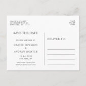 Modern wit marmer Bewaar de datum Aankondigingskaart (Achterkant)