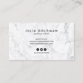 Modern wit marmer blos roze chic goud geometrisch visitekaartje (Achterkant)