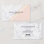 Modern wit marmer blos roze chic goud geometrisch visitekaartje (Voorkant / Achterkant)