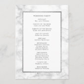 Modern wit marmer bruiloft ceremonie programma programmakaart (Achterkant)