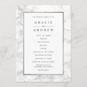 Modern wit marmer bruiloft ceremonie programma programmakaart (Voorkant)