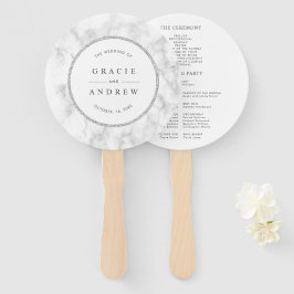 Modern wit marmer bruiloft programma handwaaier