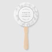 Modern wit marmer bruiloft programma handwaaier (Voorkant)