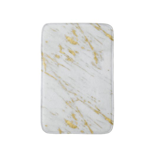 Modern wit marmer en gouden glitter badmat (Voorkant Verticaal)