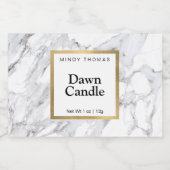 Modern Wit Marmer Faux Gold Lijst Candle of Voedselcontainer Etiket (Enkel label)