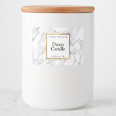 Modern Wit Marmer Faux Gold Lijst Candle of Voedselcontainer Etiket (Voorkant)