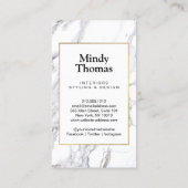 Modern wit marmer faux gouden Lijst Visitekaartje (Achterkant)