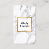 Modern wit marmer faux gouden Lijst Visitekaartje (Voorkant)