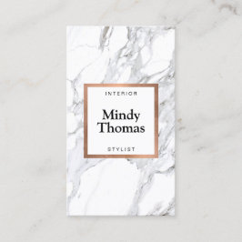 Modern Wit Marmer Faux Roos Goud Lijst Visitekaartje