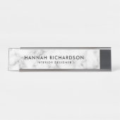 Modern wit marmer | Gepersonaliseerd Bureau Naambordje (Voorkant)