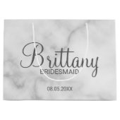 Modern wit marmer gepersonaliseerde bruidsmeisjes groot cadeauzakje (Voorkant)