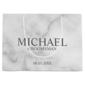 Modern wit marmer gepersonaliseerde groomsman groot cadeauzakje (Voorkant)