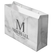 Modern wit marmer gepersonaliseerde groomsman groot cadeauzakje (Voorkant Gekanteld)