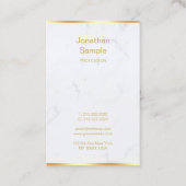 Modern Wit Marmer Goud Hand Script Sjabloon Luxe Visitekaartje (Achterkant)