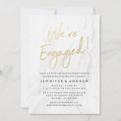 Modern wit marmer goud script | Verlovingsgroep Kaart (Voorkant)
