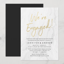 Modern wit marmer goud script | Verlovingsgroep Kaart