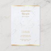 Modern wit marmer gouden script luxe Sjabloon Visitekaartje (Achterkant)