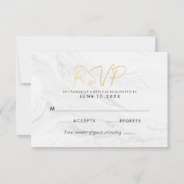 Modern wit marmer gouden script | Trouw RSVP Kaartje