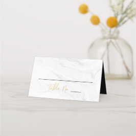 Modern wit marmer gouden script | Trouwen Plaatskaartje