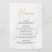 Modern wit marmer gouden script | Trouwmenu Menu (Voorkant)