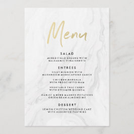 Modern wit marmer gouden script | Trouwmenu Menu