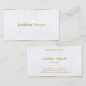 Modern wit marmer gouden tekst aangepaste Sjabloon Visitekaartje (Voorkant / Achterkant)