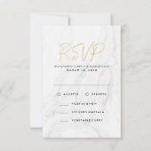Modern Wit Marmer Gouden Trouw RSVP Menu Optie (Voorkant)
