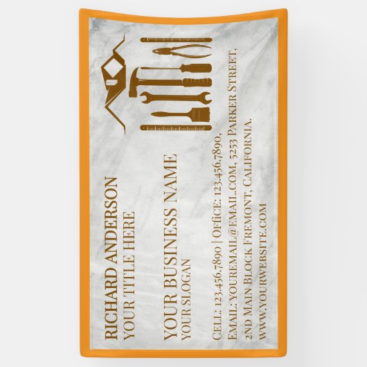 Modern wit marmer Handyman automatische reparatie Spandoek (Verticaal)