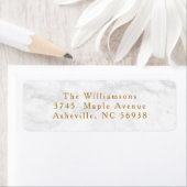 Modern Wit Marmer Kerst Goud Retouradres Etiket (Insitu)