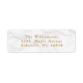 Modern Wit Marmer Kerst Goud Retouradres Etiket (Voorkant)