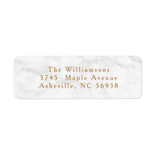 Modern Wit Marmer Kerst Goud Retouradres Etiket (Voorkant)